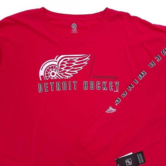 NHL Other - NHL Detroit Red Wings Hockey Men's Red Long Sleeve T-Shirt Spell Out Arm Tee 3XL